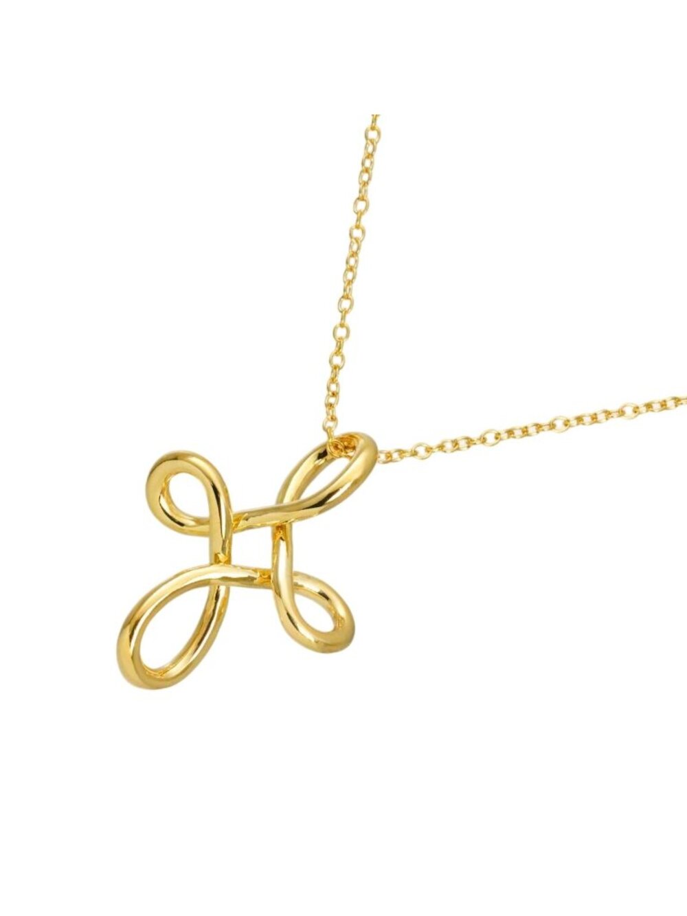 Tiffany & Co Infinity Cross Long Necklace 66 18K Yellow Gold